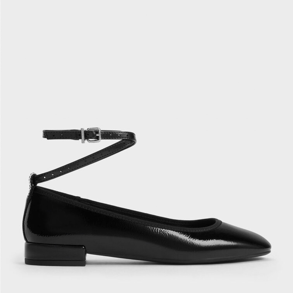 Charles & Keith Patent Ankle-Strap Ballet Flats NEW SIZE 6 (36)